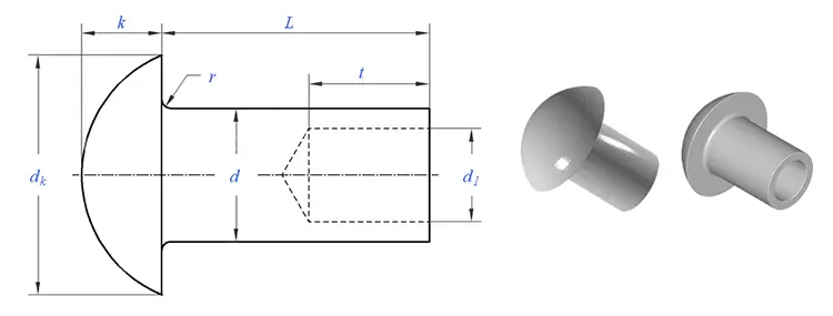 copper semi tubular rivets